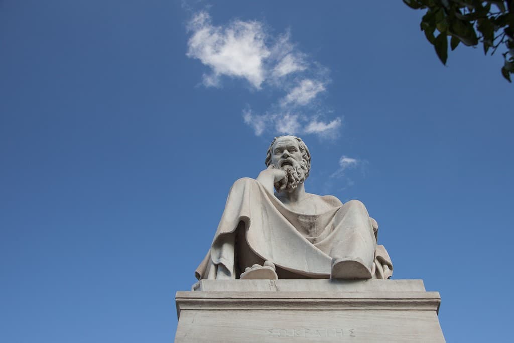 Statue of Socrates thinking